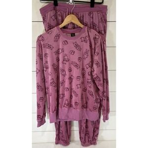 Disney 2 Piece Pajama Set‎ Winnie The Pooh Sweatsuit Pink Maroon Extra Large XL